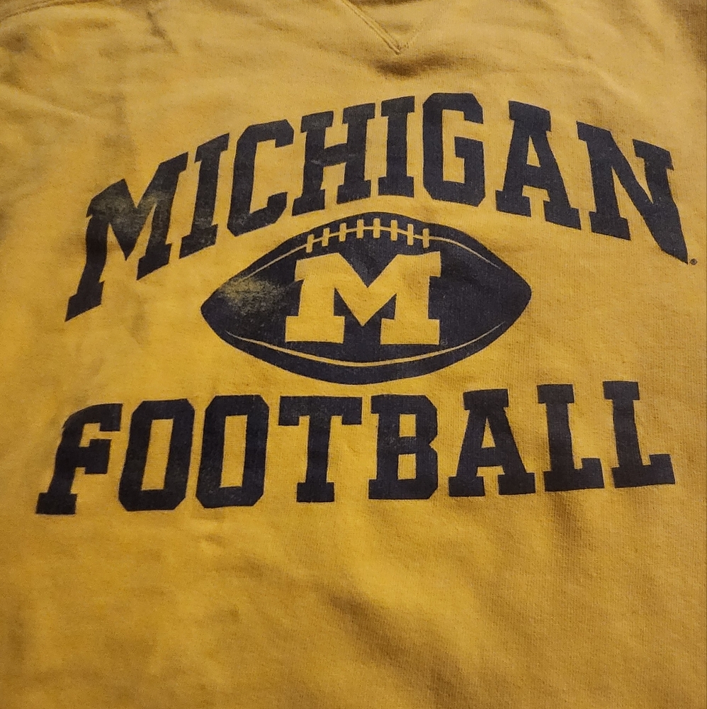 VTG Michigan Wolverines Sweatshirt Men's Size Large Yellow‎ Crewneck Pullover - Picture 2 of 8